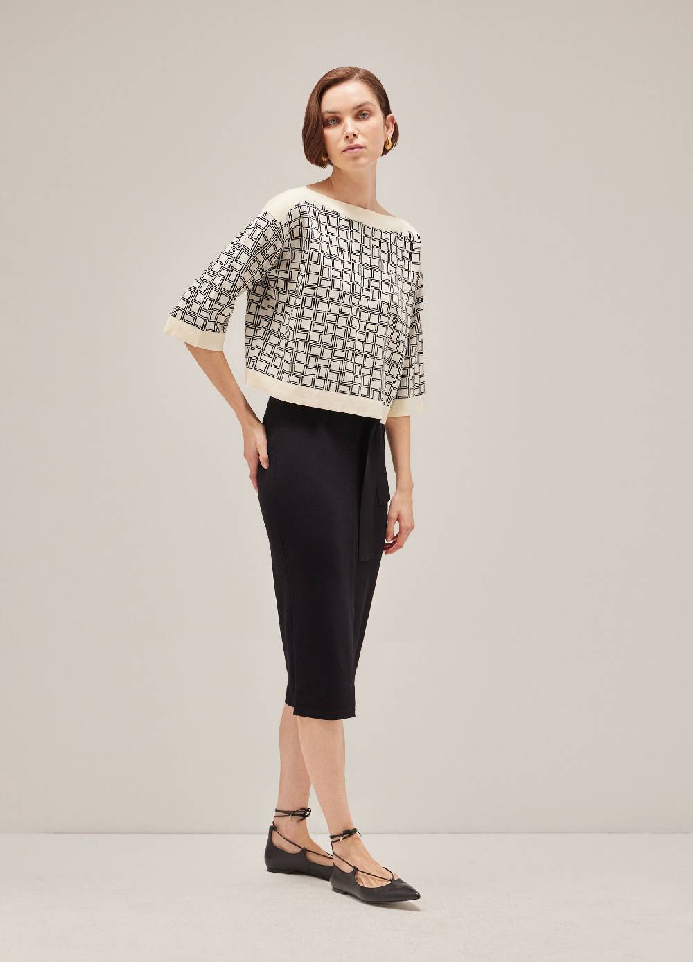 LES COPAINSMaglia tricot a maniche corte in puro cotone Italia
