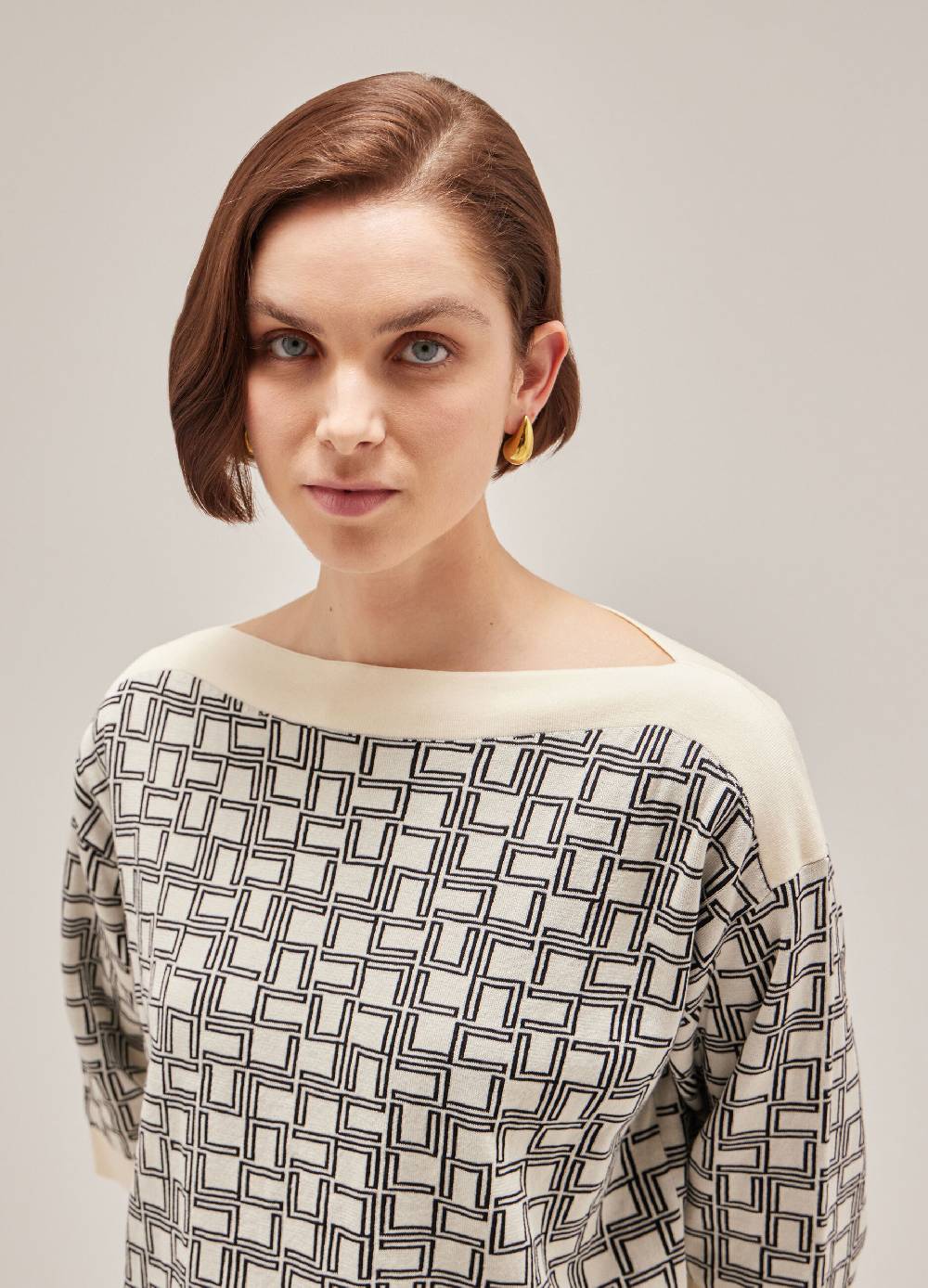 LES COPAINSMaglia tricot a maniche corte in puro cotone Italia