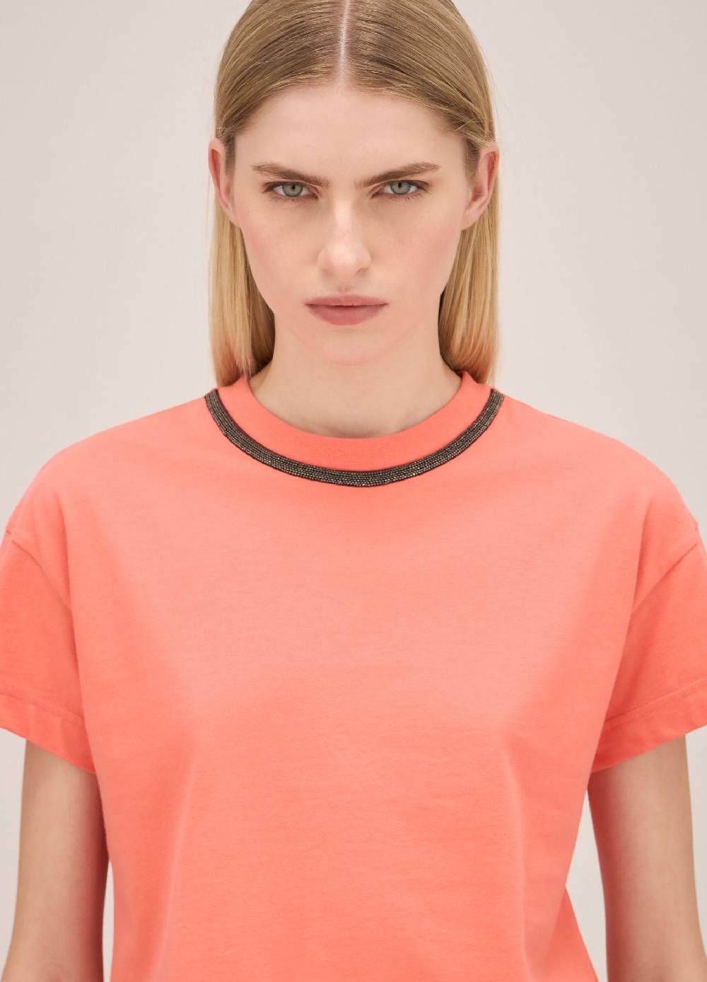 LES COPAINST-shirt in cotone con perline applicate Negozi Online