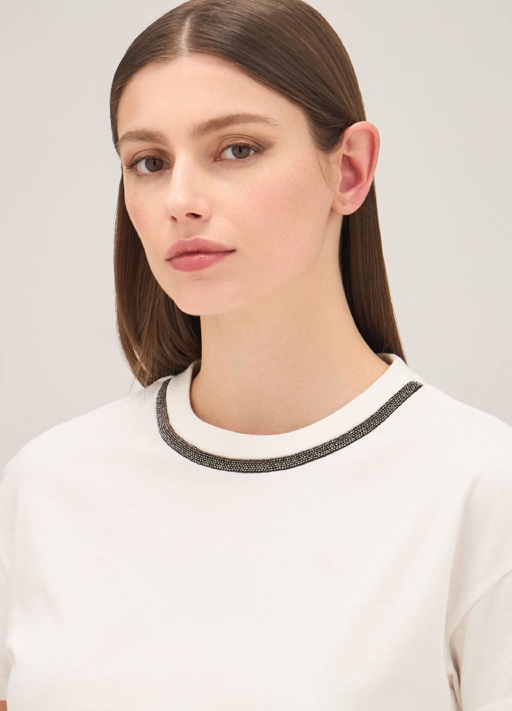 LES COPAINST-shirt in cotone con perline applicate Saldi