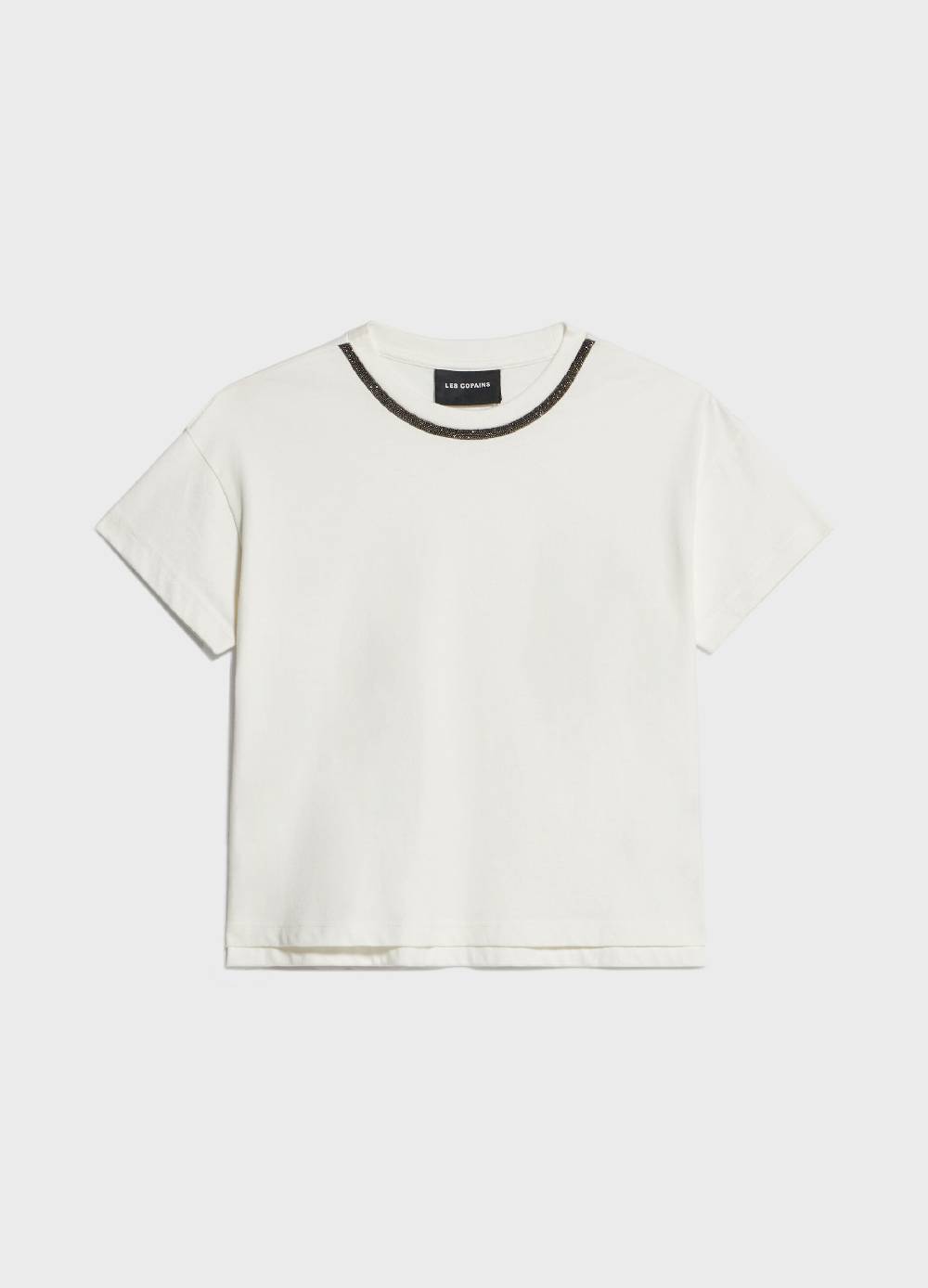 LES COPAINST-shirt in cotone con perline applicate Saldi