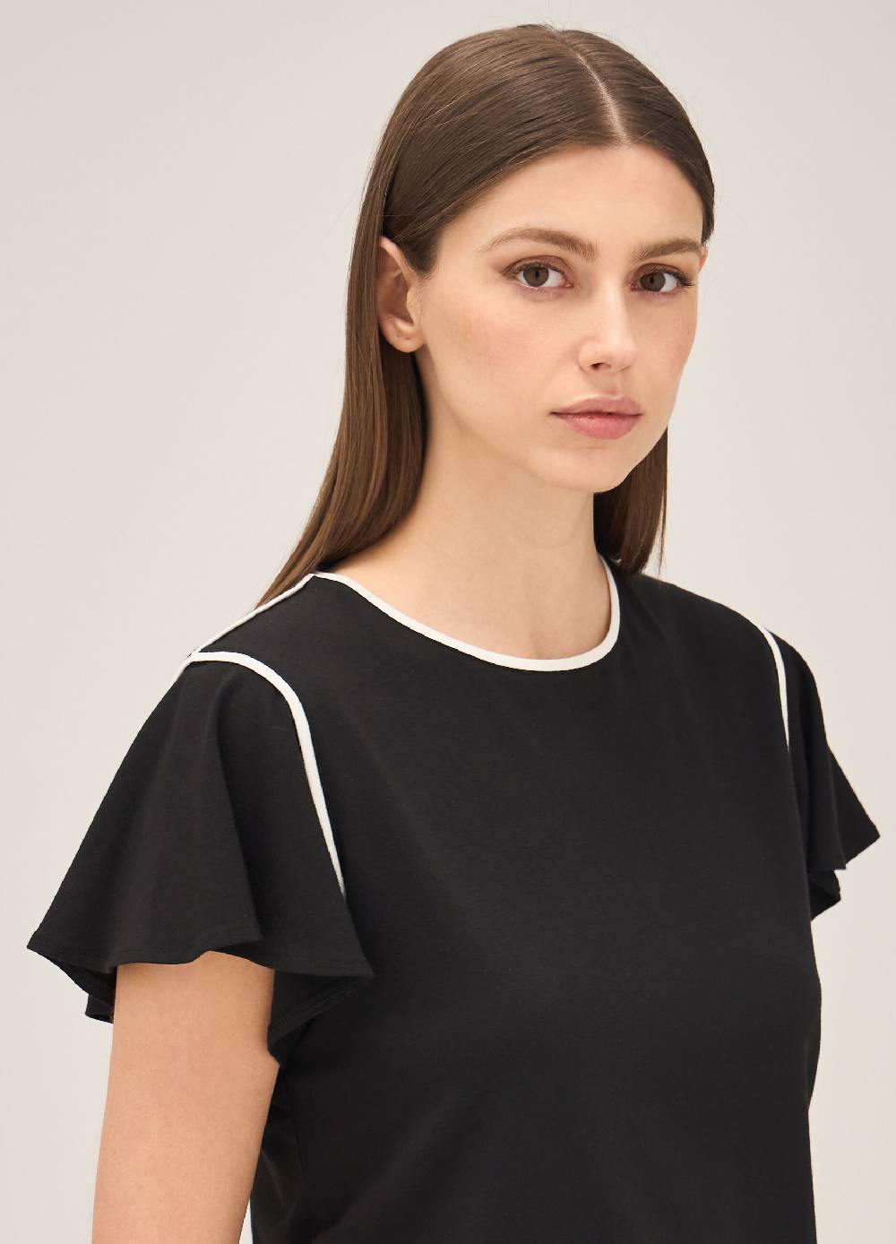 LES COPAINST-shirt con profili a contrasto Vendite Flash