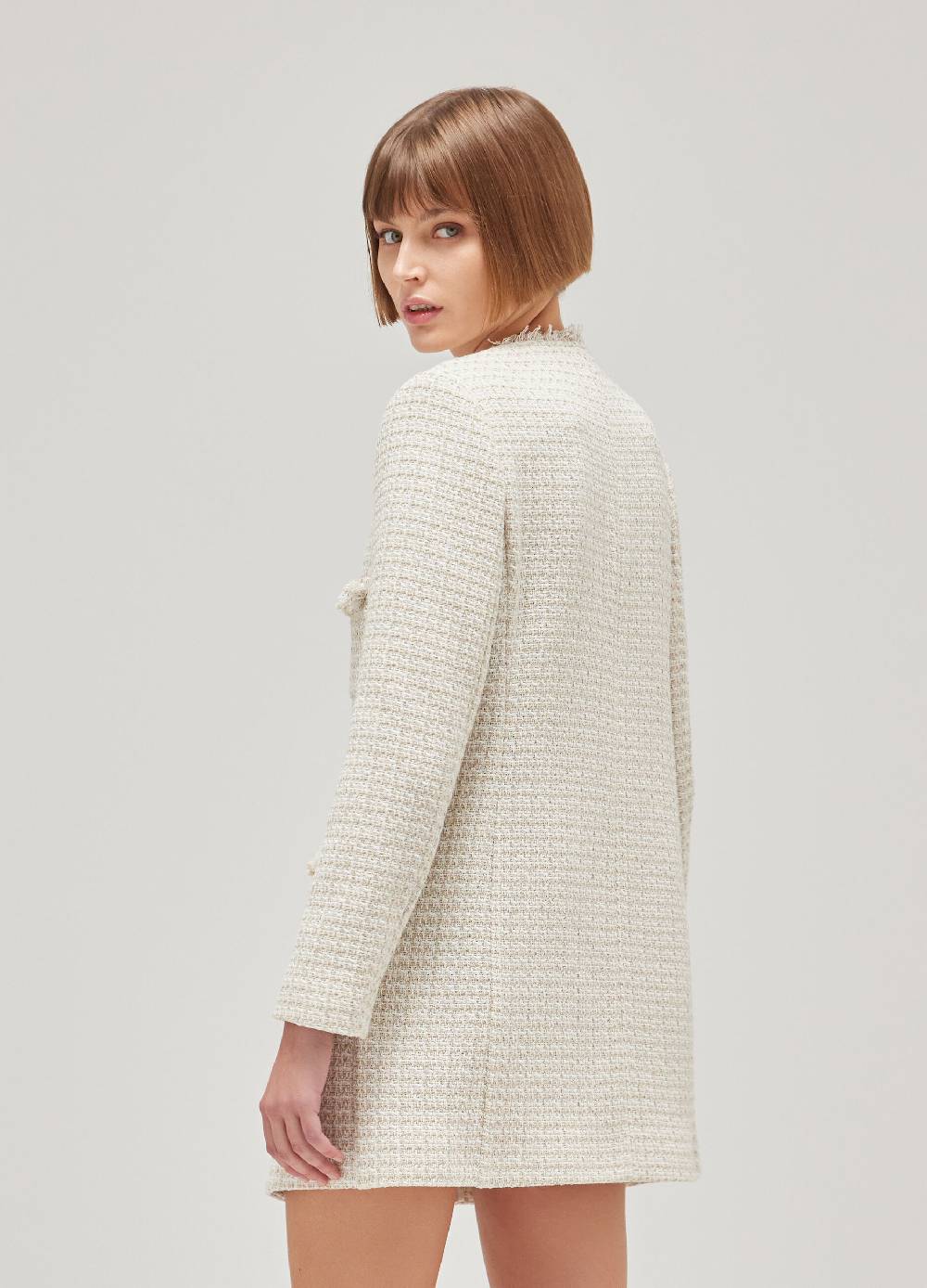 LES COPAINSBlazer lungo effetto tweed Spedizione Gratuita