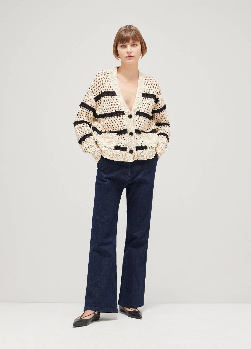 LES COPAINSCardigan tricot misto cotone a righe