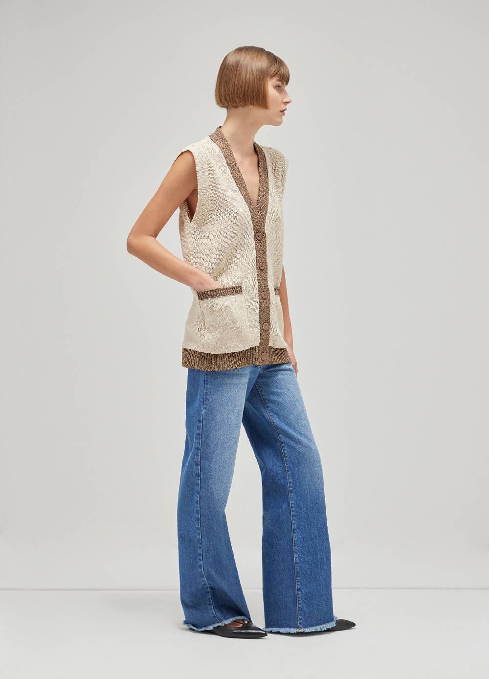 LES COPAINSGilet tricot in misto cotone