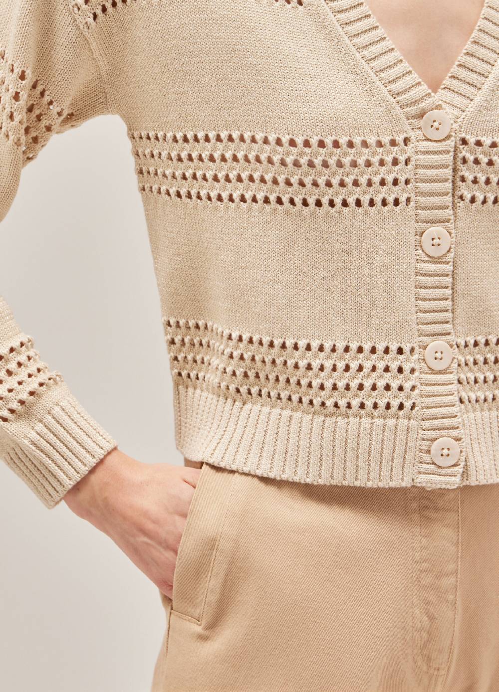 LES COPAINSCardigan tricot misto seta e cotone Sconto