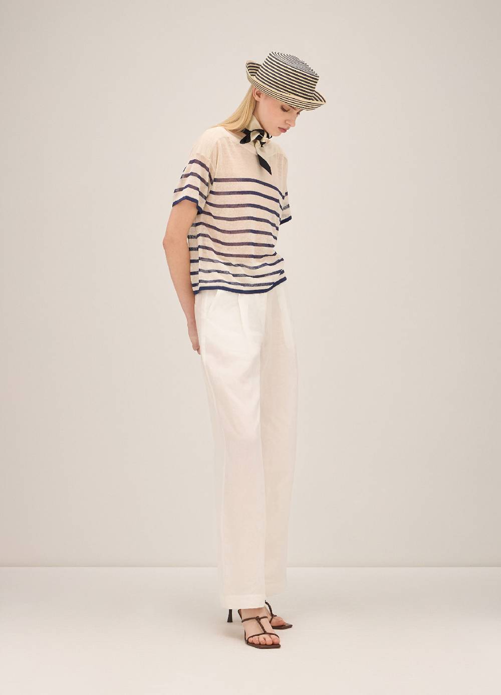 LES COPAINSMaglia tricot a righe misto lino