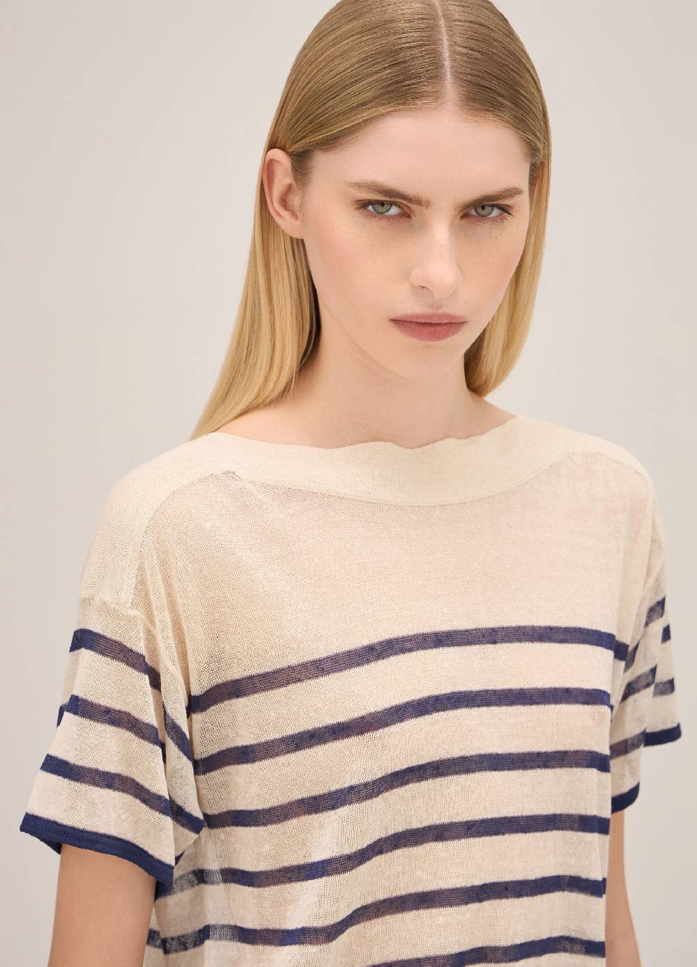 LES COPAINSMaglia tricot a righe misto lino Italy