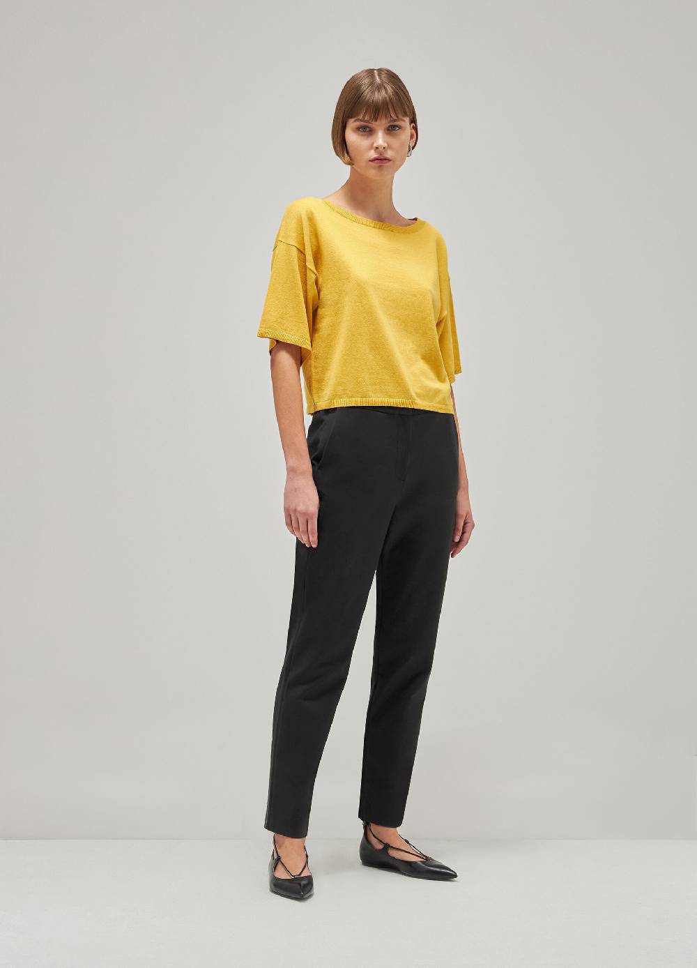 LES COPAINSMaglia tricot a maniche corte in seta e cotone Saldi