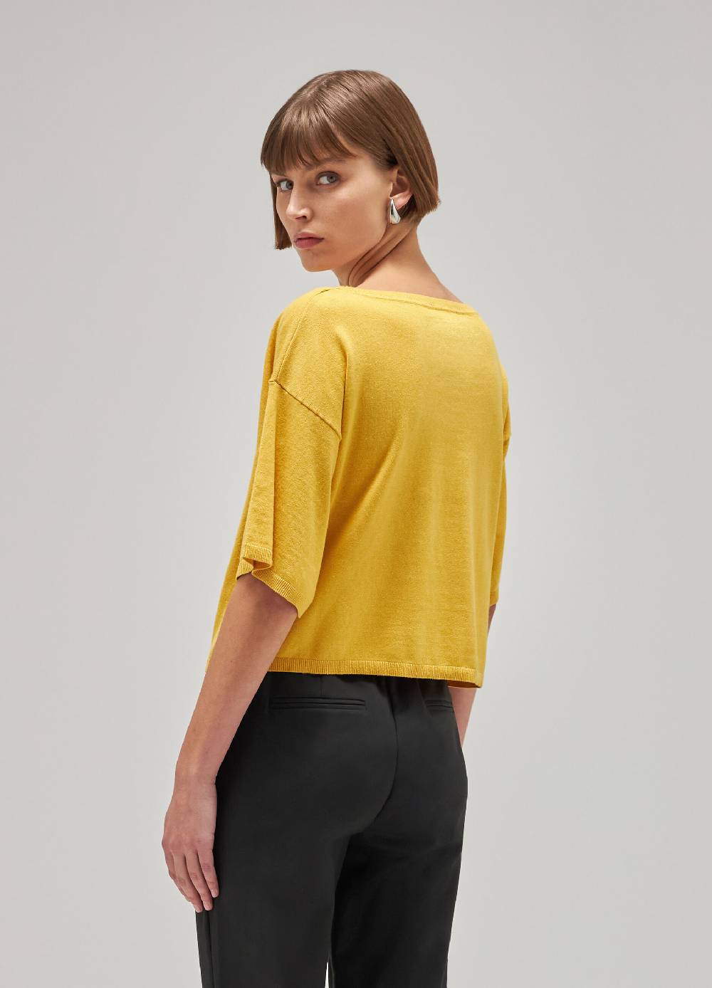 LES COPAINSMaglia tricot a maniche corte in seta e cotone Saldi