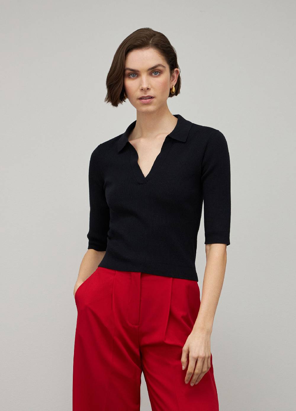 LES COPAINSPolo tricot a costine in misto viscosa Hotsell