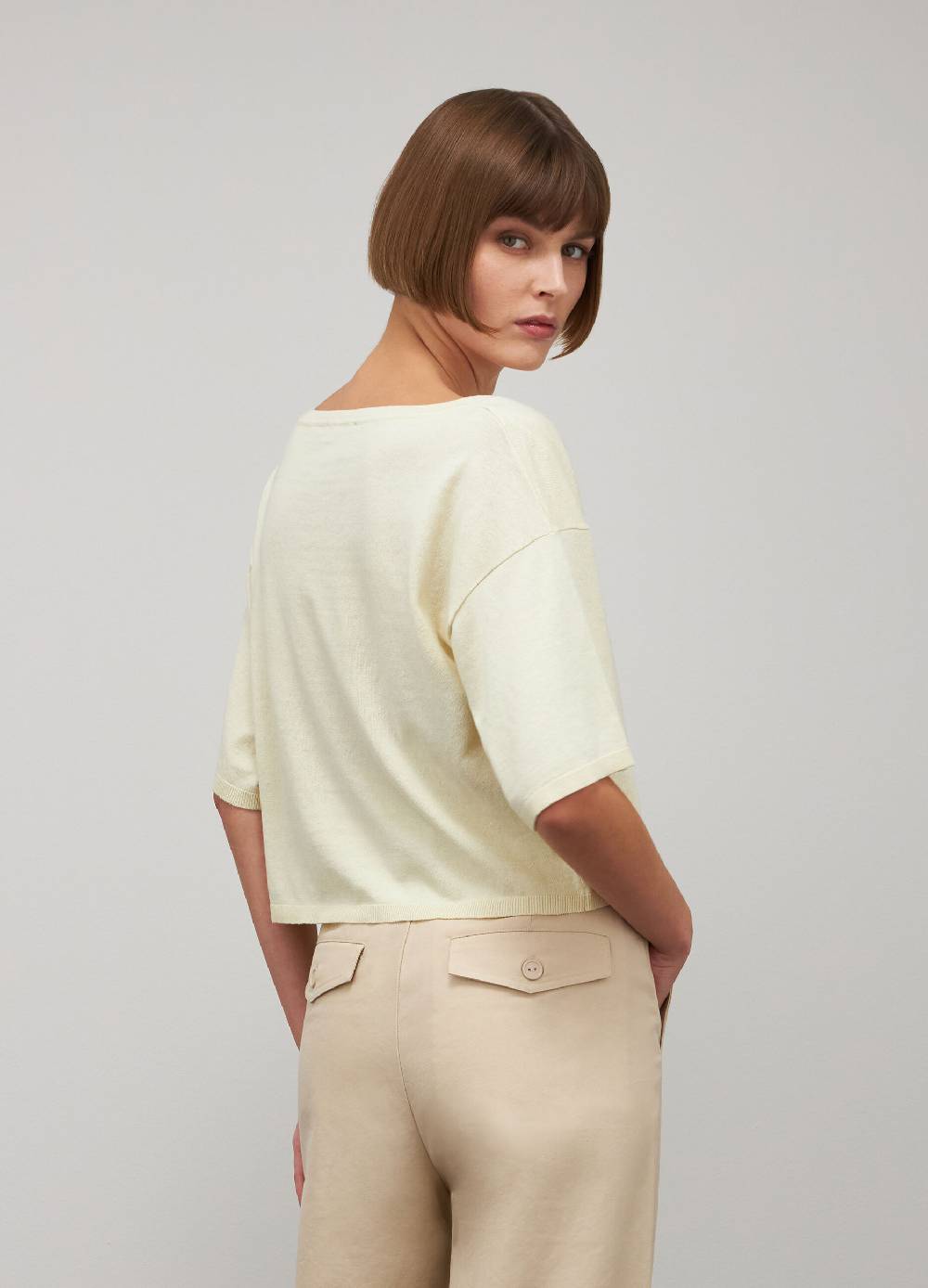 LES COPAINSMaglia tricot a maniche corte in seta e cotone In Linea