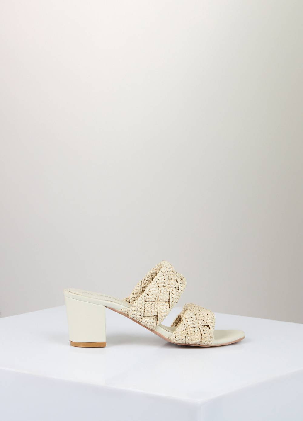 LES COPAINSSandali a fascia in pelle e rafia Shopping Online