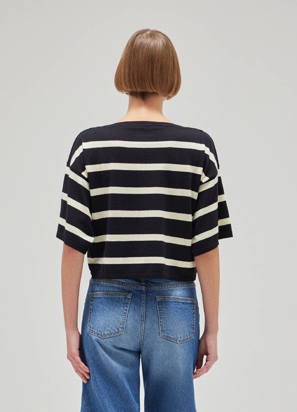 LES COPAINSMaglia tricot in seta e cotone a righe Sconto