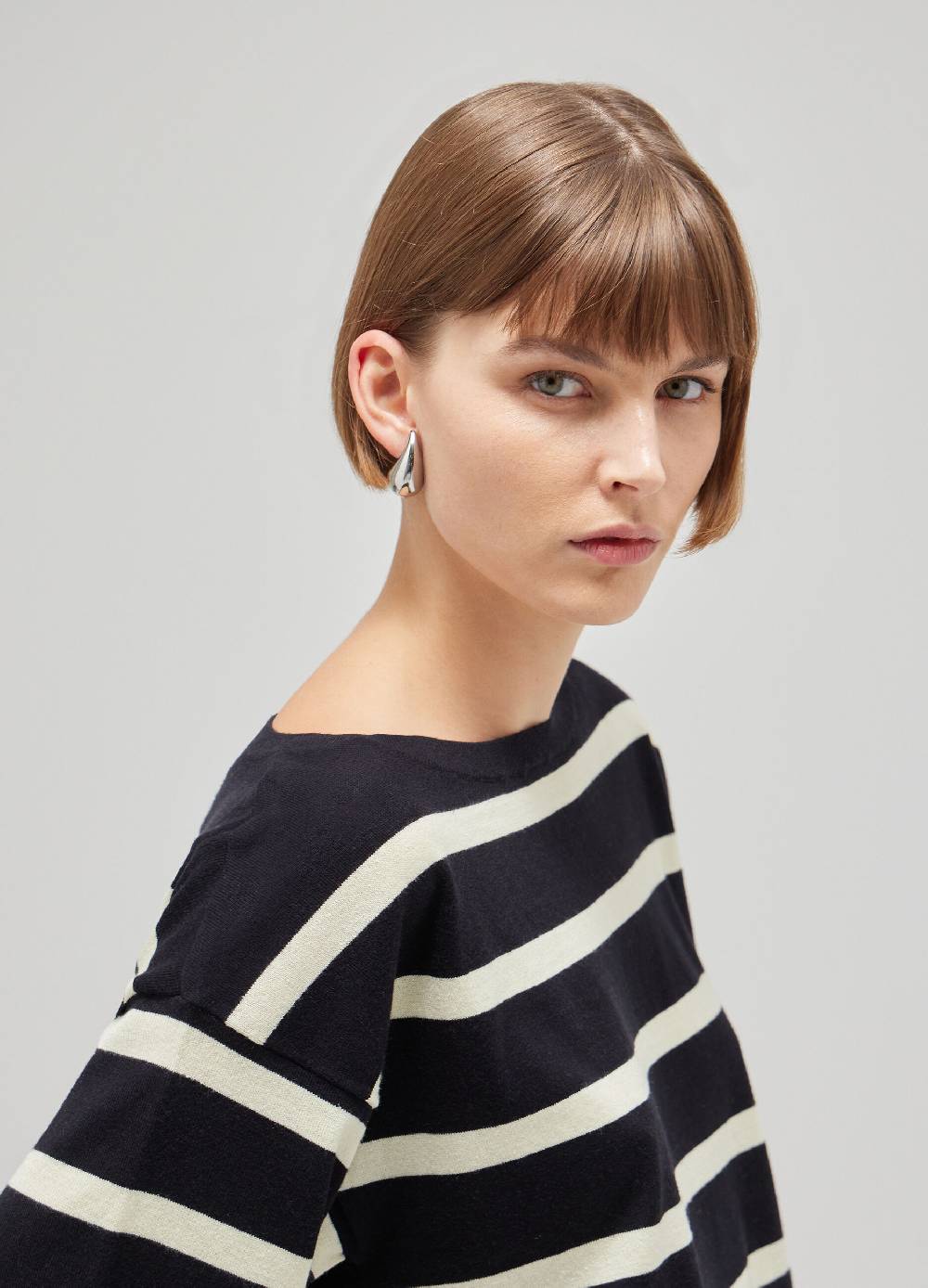 LES COPAINSMaglia tricot in seta e cotone a righe Sconto
