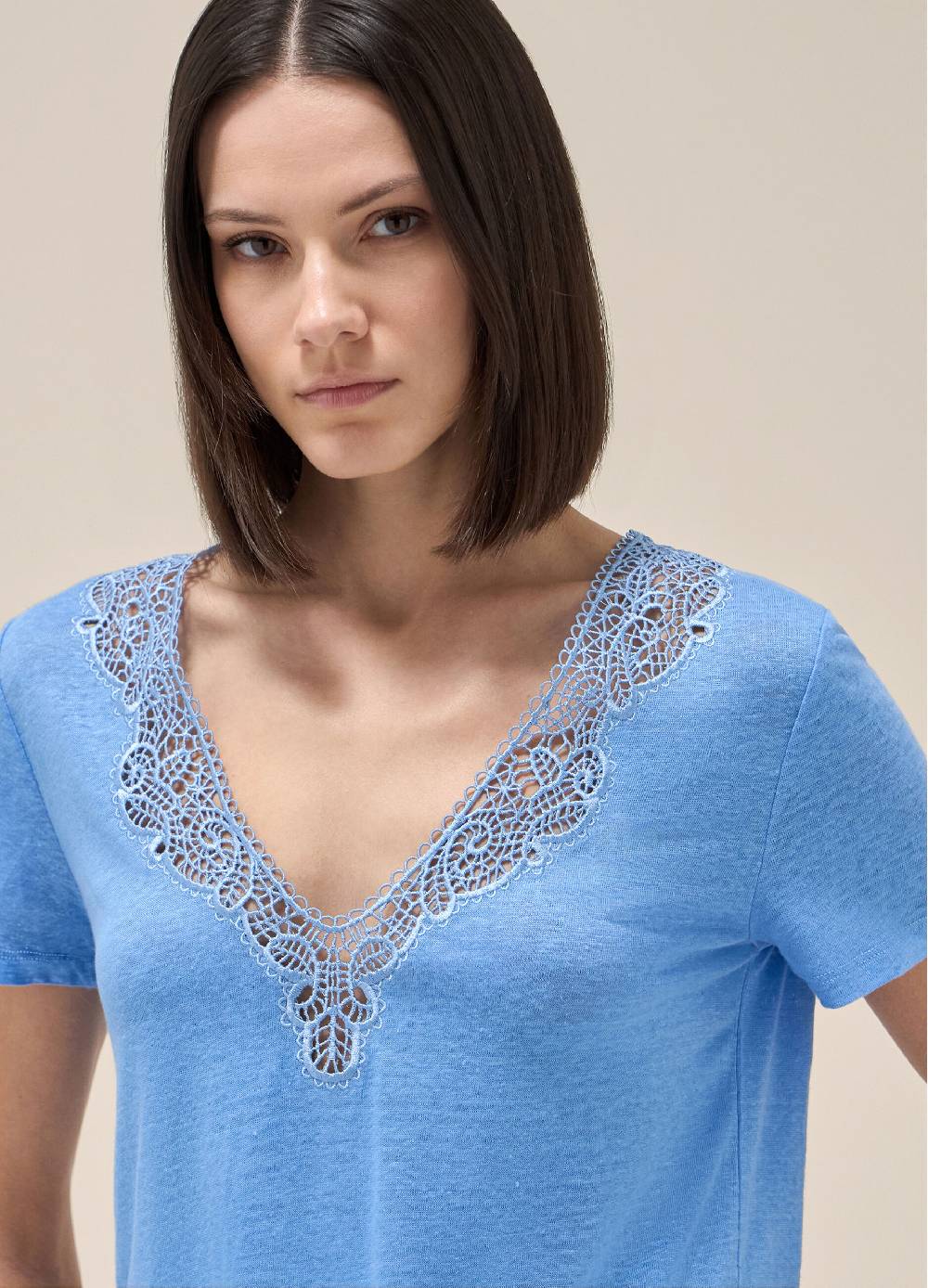 LES COPAINST-shirt a maniche corte in lino Saldi Di Fabbrica