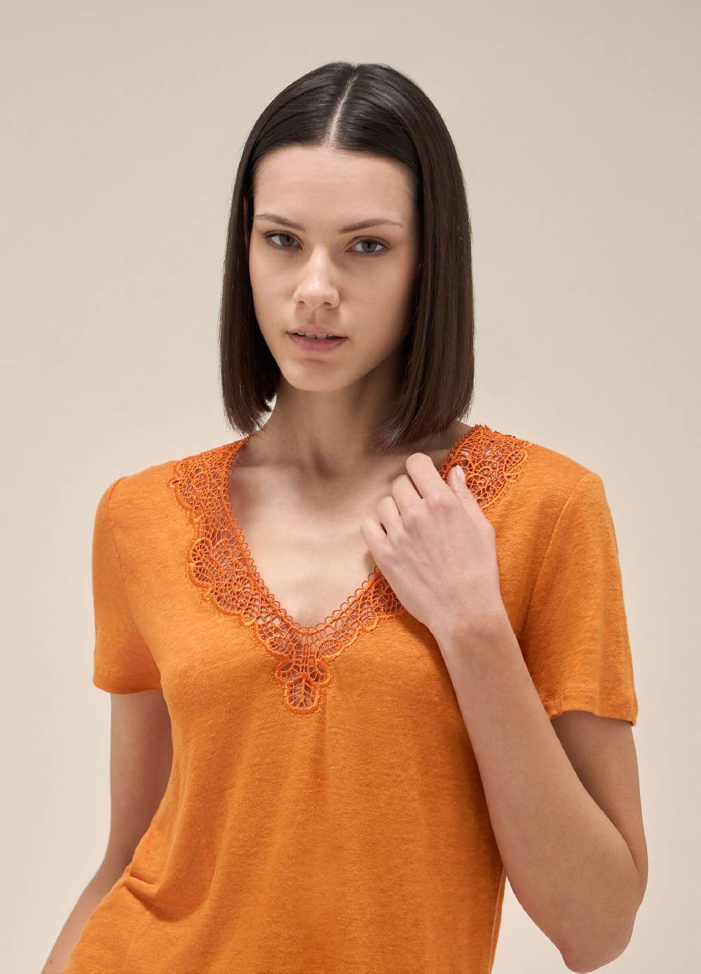 LES COPAINST-shirt a maniche corte in lino In Saldo
