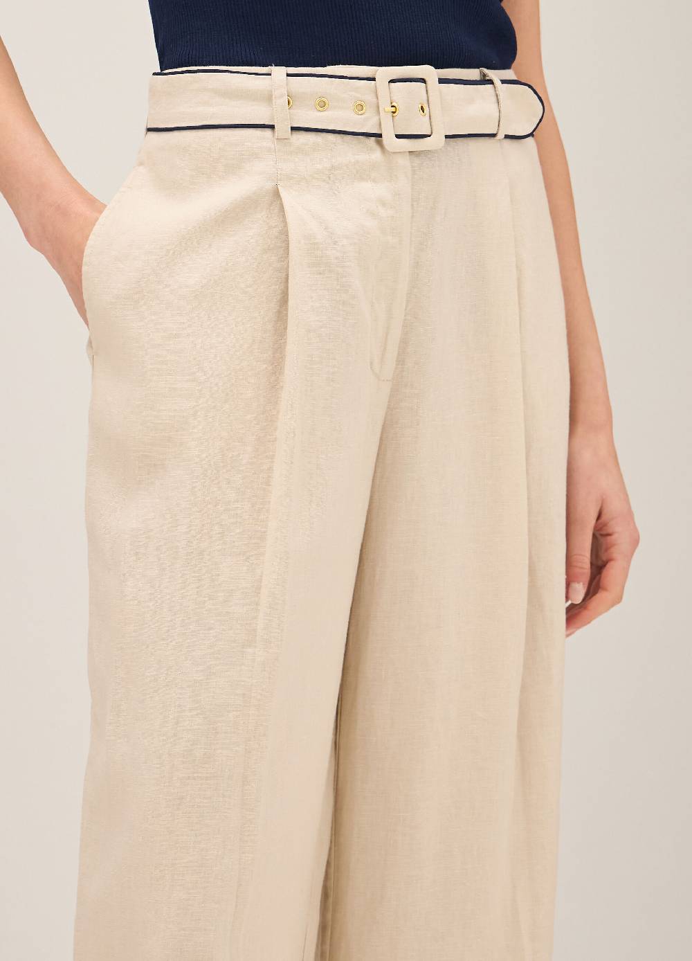 LES COPAINSPantaloni straight fit in lino Spedizione Gratuita