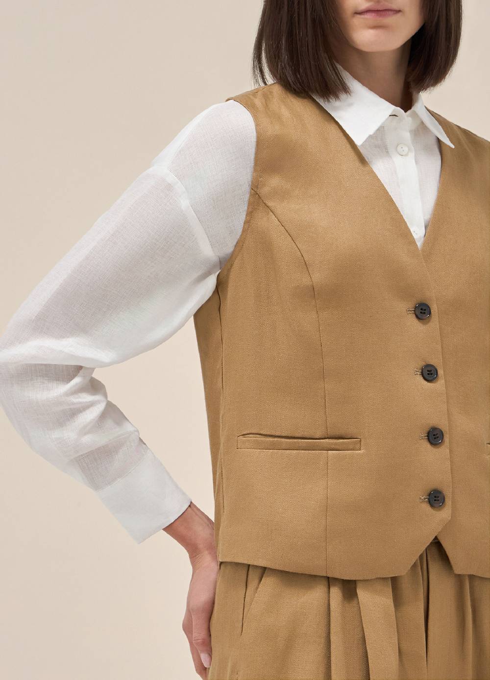 LES COPAINSGilet in puro lino Qualità Garantita