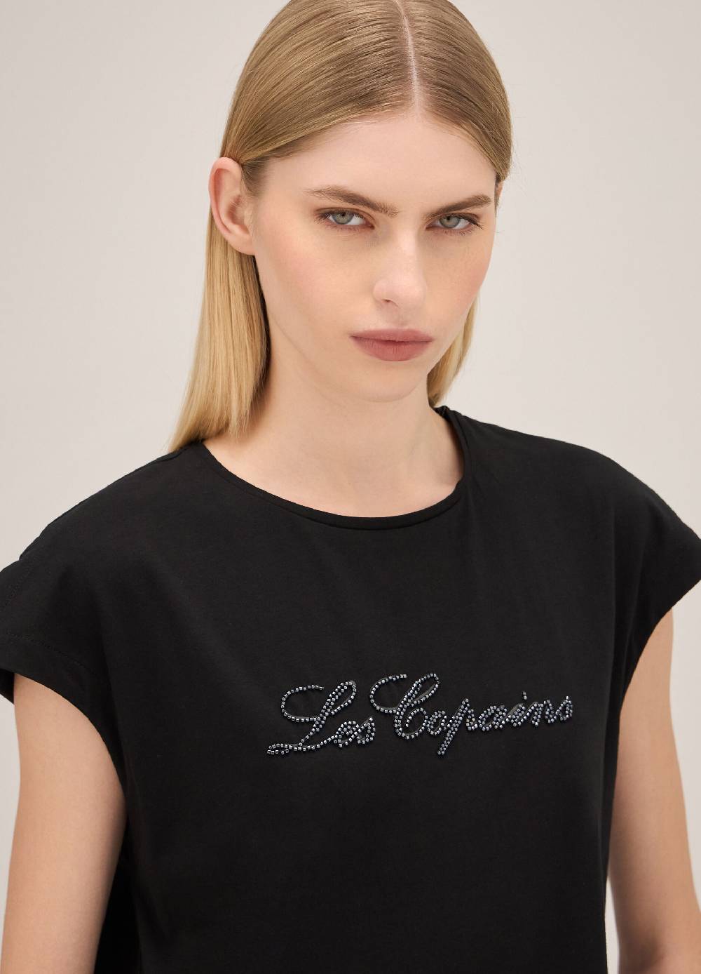 LES COPAINST-shirt in cotone stretch con lettering Vendite Flash