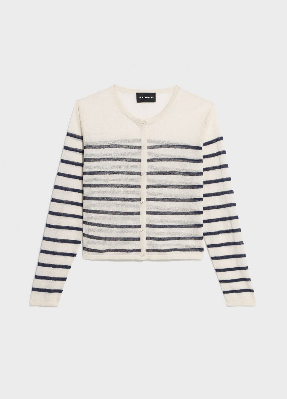 LES COPAINSCardigan tricot a righe misto lino Acquista Ora