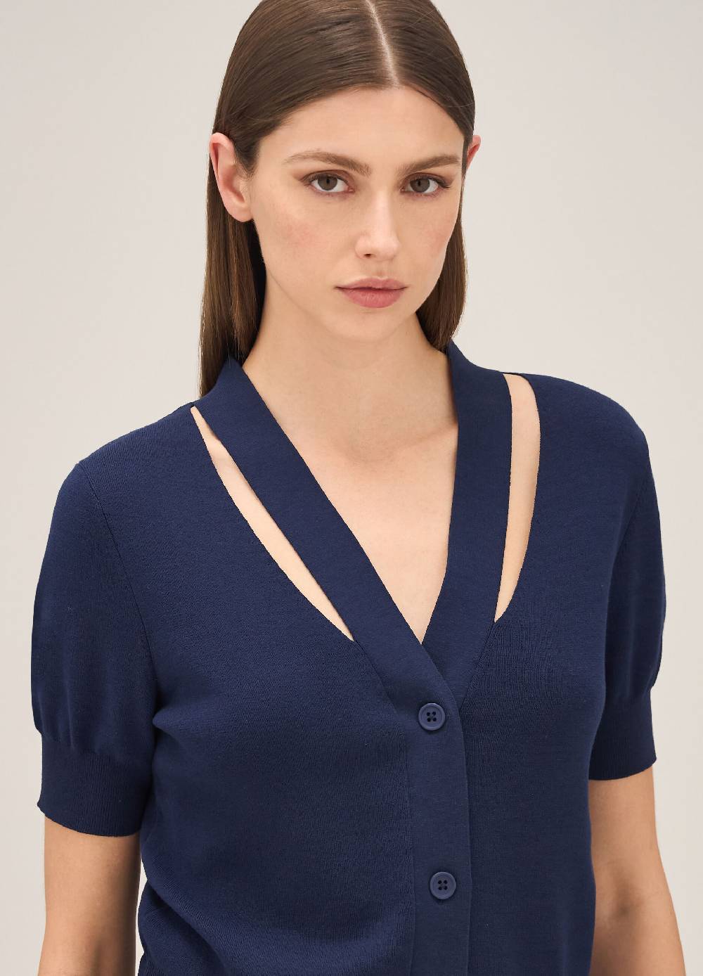 LES COPAINSCardigan tricot con scollo a V Outlet