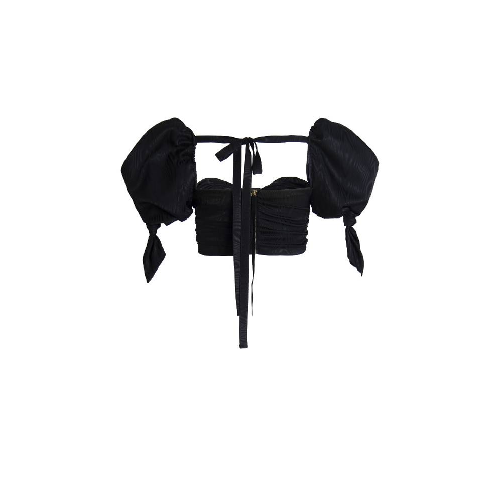 Nineminutes IMNOTPERFECT – THE CATHERIN TOP BLACK MOIRÉ In Saldo
