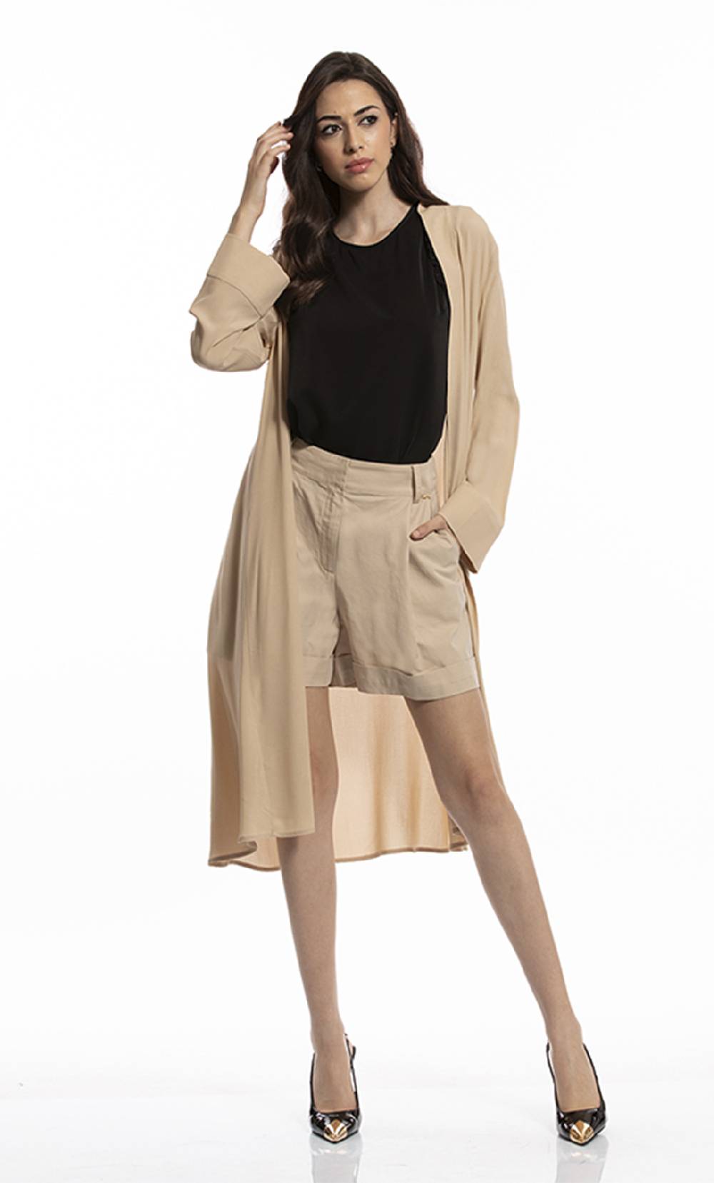 Koralline KIMONO IN VISCOSA CON PANNELLO PLISSETTATO In Saldo