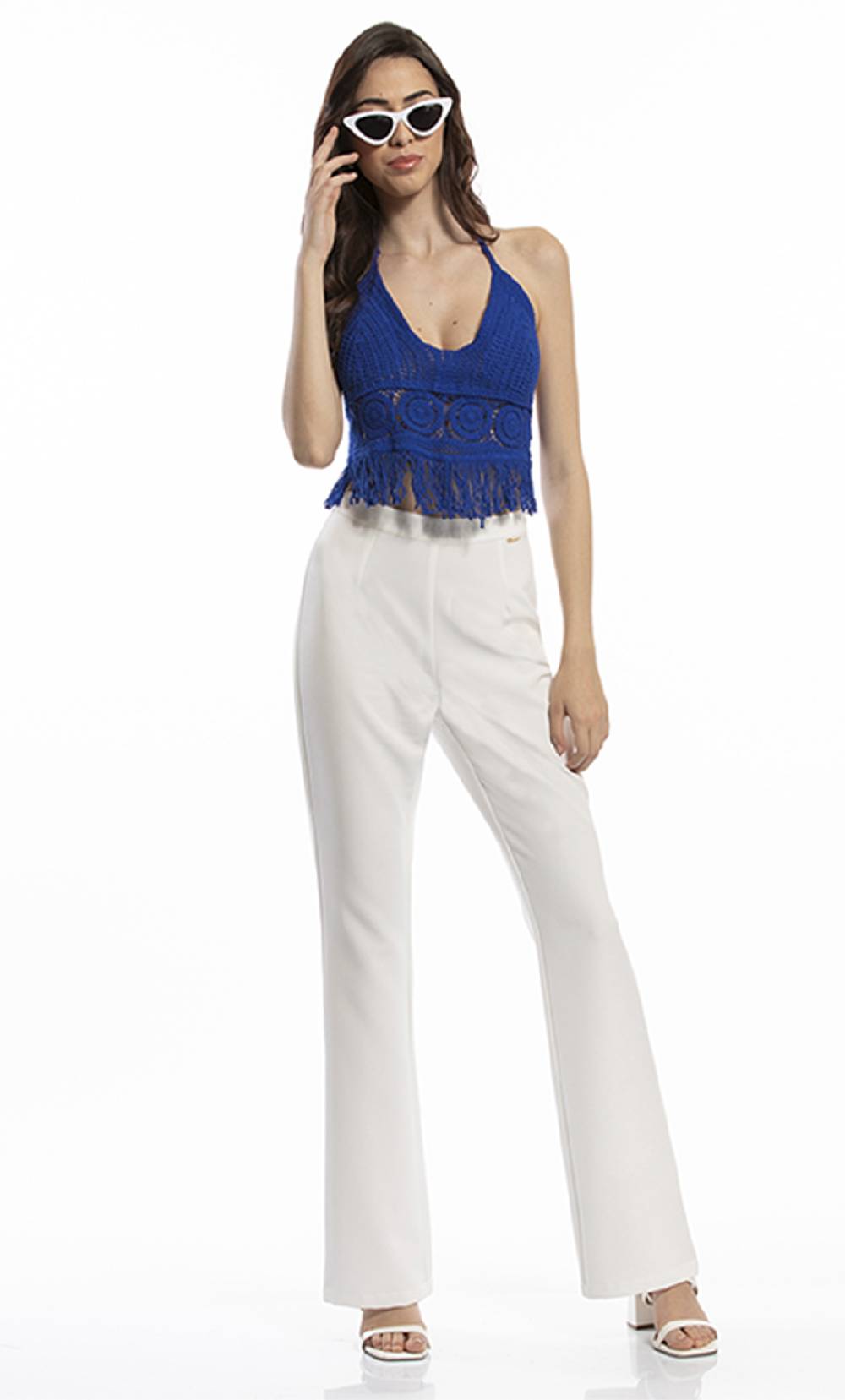 Koralline TOP BRALETTE IN PIZZO MACRAME’ CON FRANGE In Saldo