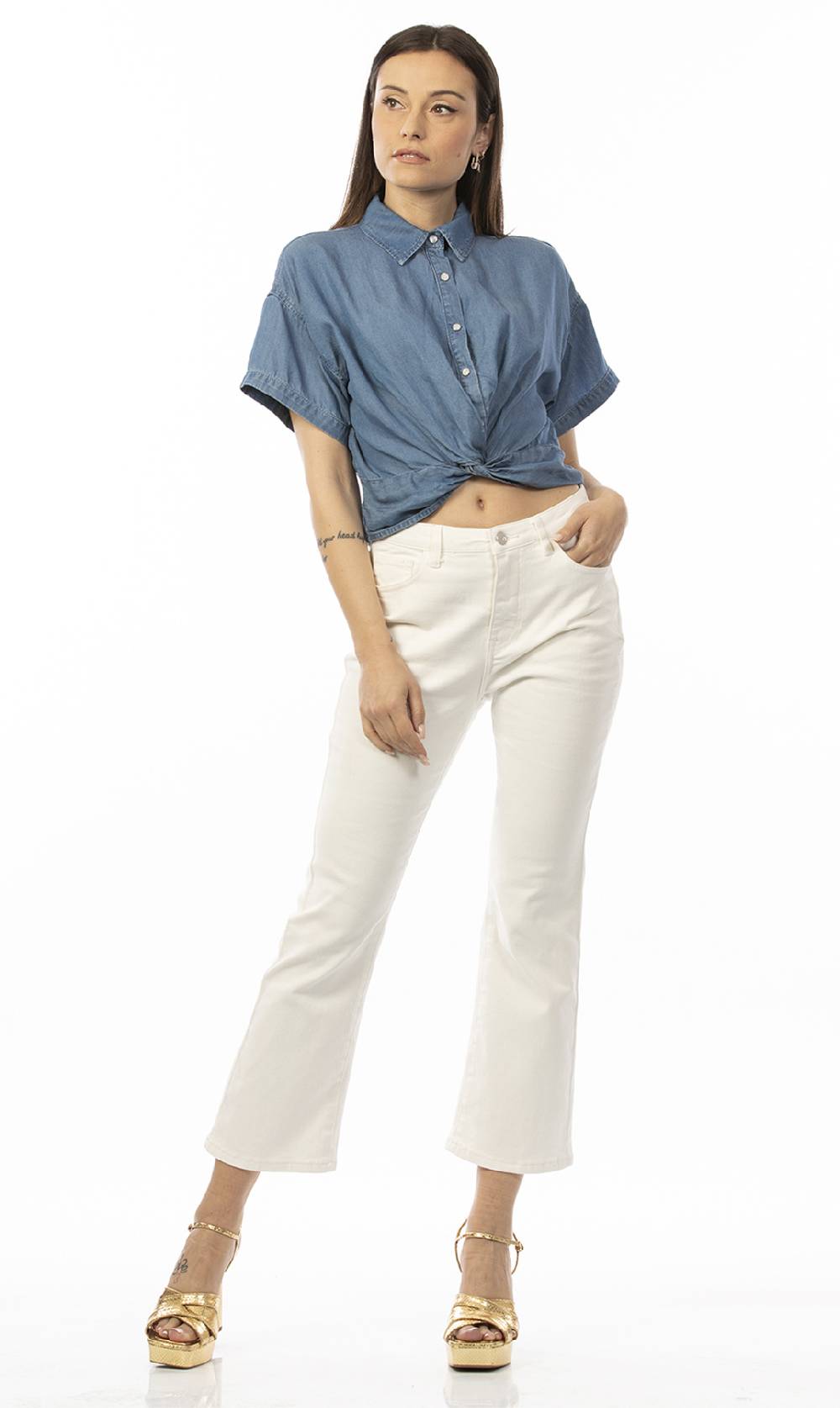 Koralline CAMICIA IN CHAMBRAY CON NODO Vendita