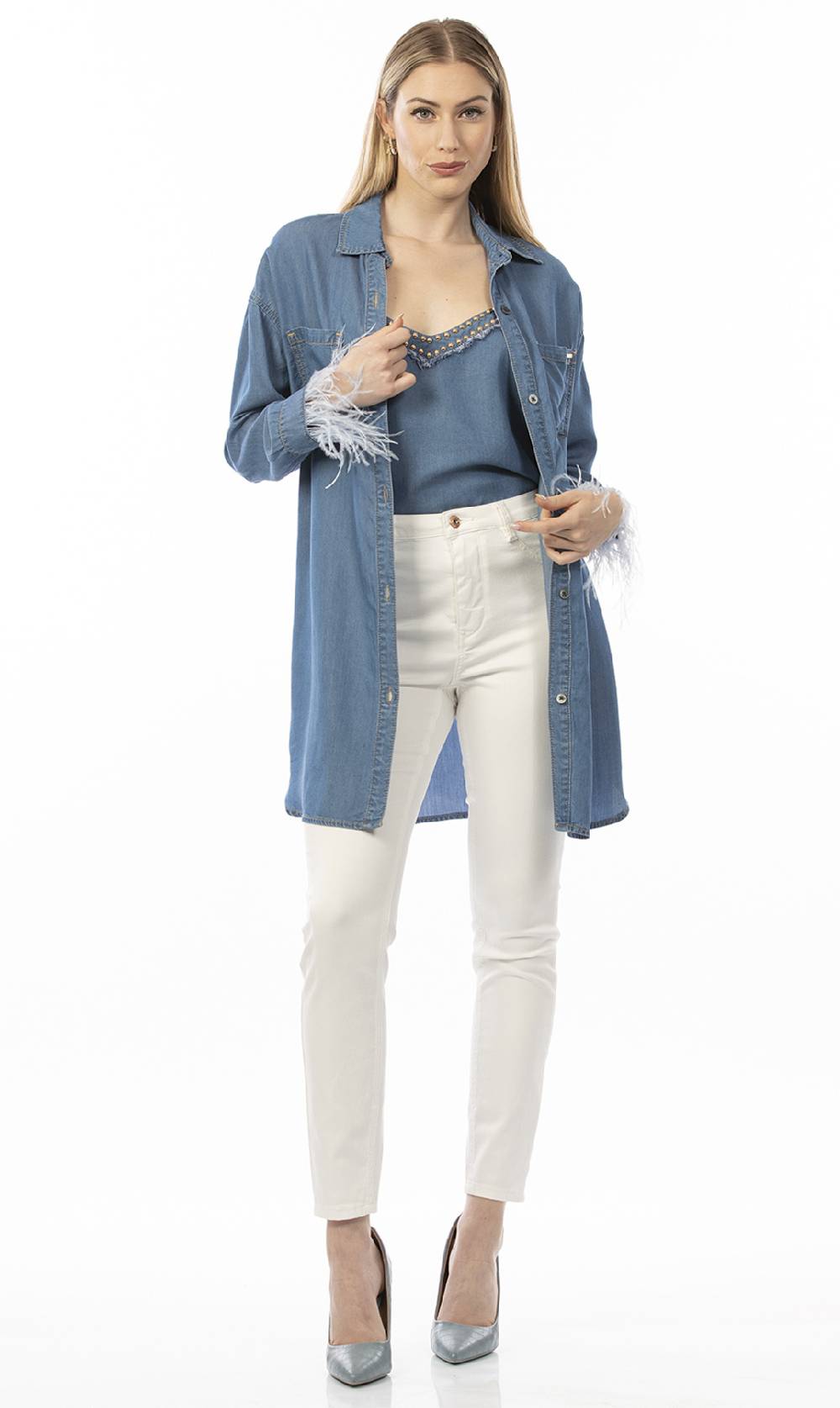 Koralline CAMICIA IN CHAMBRAY CON PIUME Acquista Ora