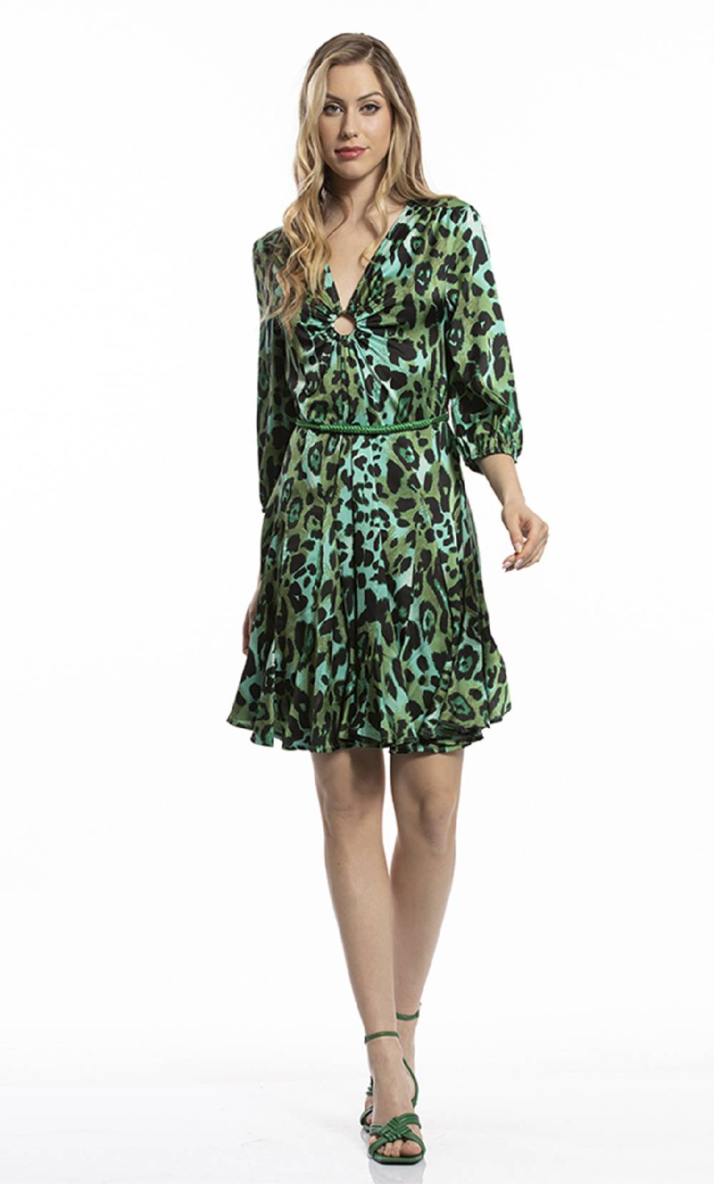 Koralline ABITO IN STAMPA ANIMALIER CON ANELLO METALLICO Shopping Online