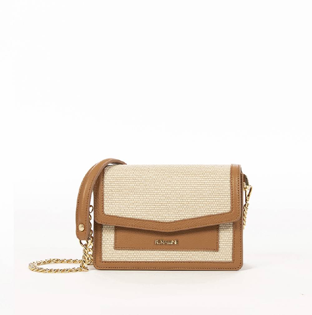 Koralline BORSA IN RAFIA CON DETTAGLI IN PELLE In Linea