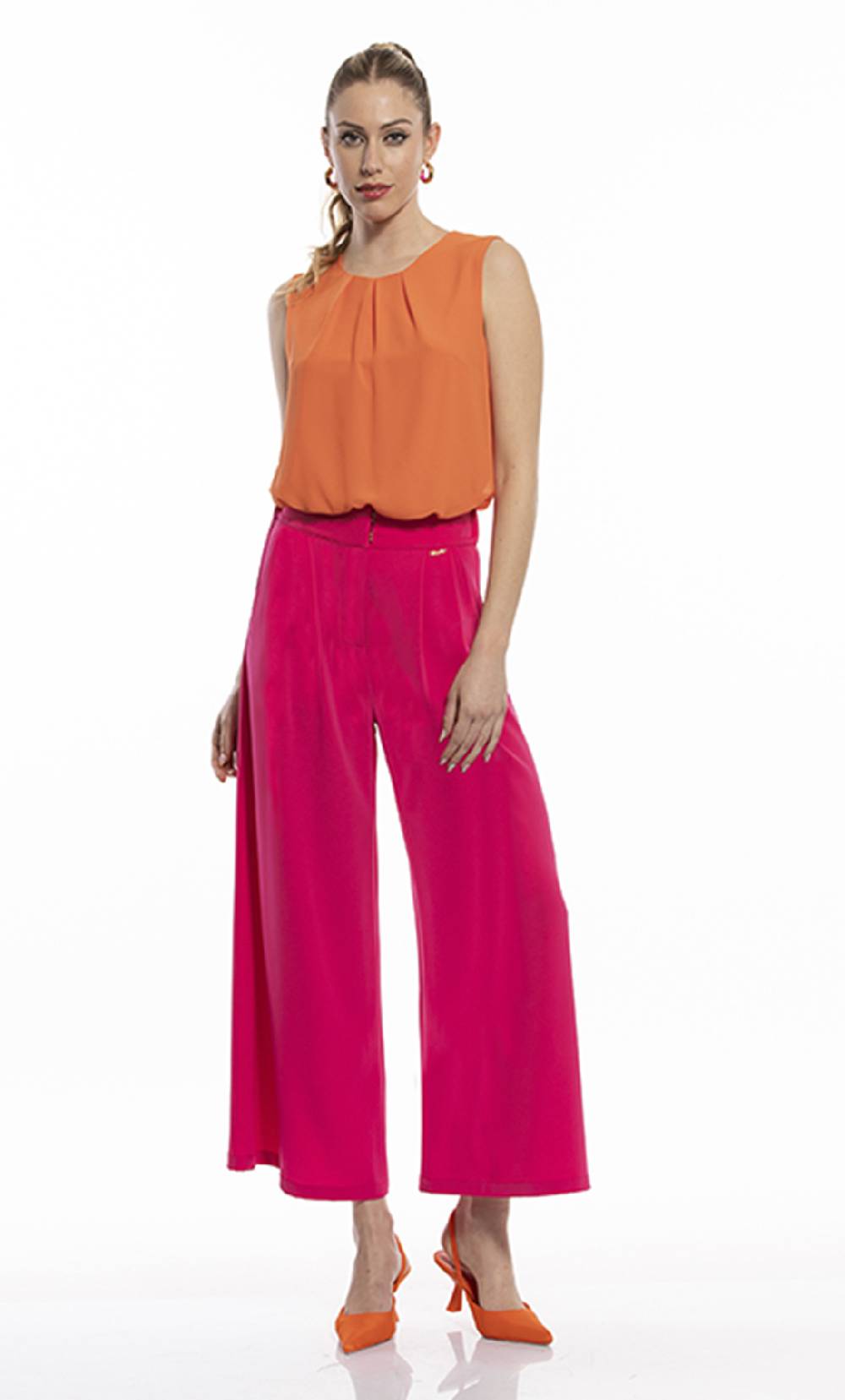 Koralline PANTALONI FLUIDI CROP Presa