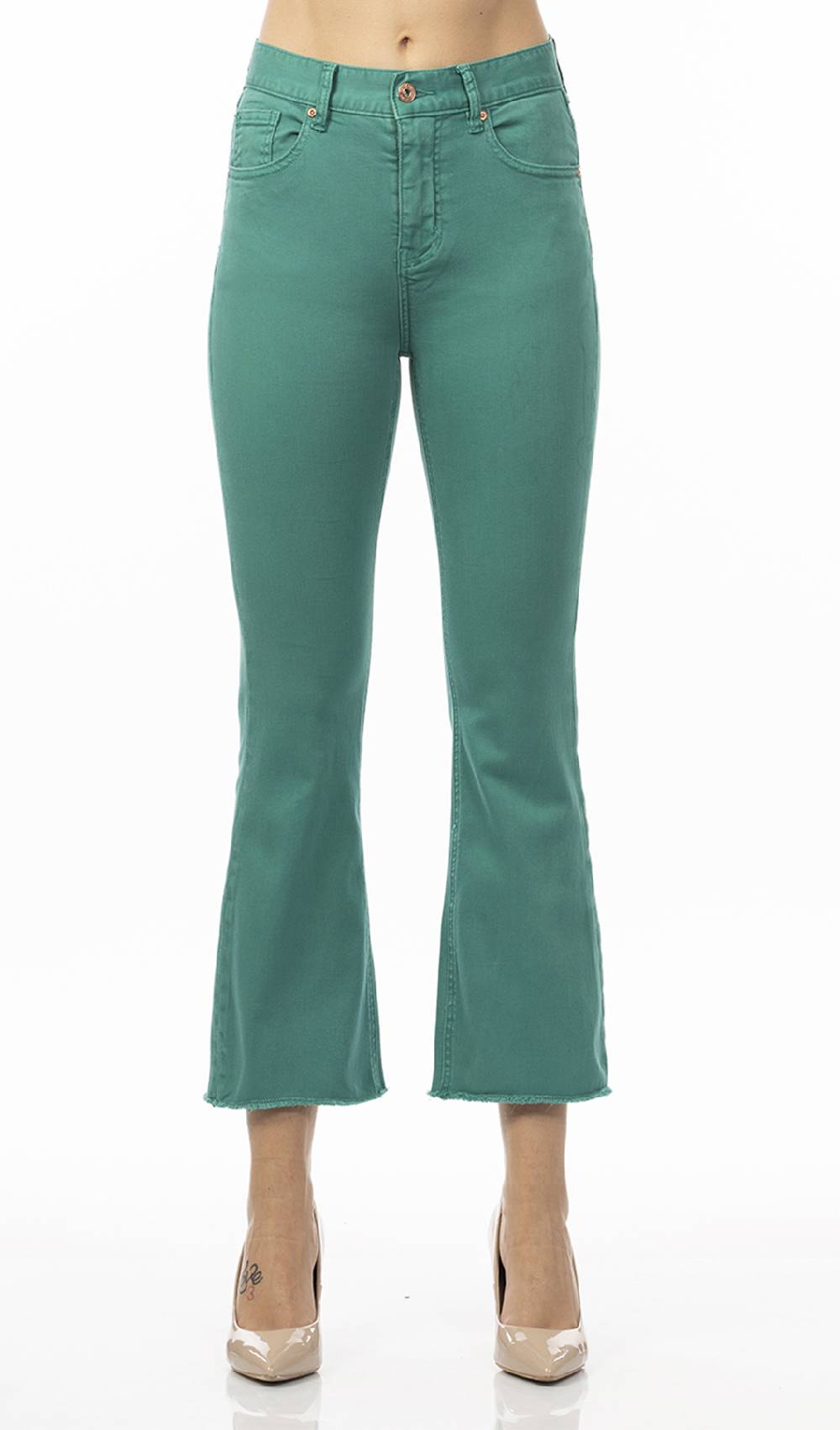 Koralline PANTALONE TINTO CAPO ZAMPETTA CROP Nuova