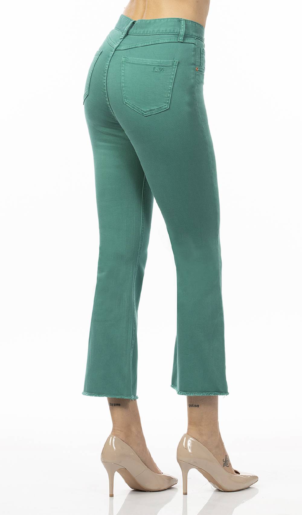 Koralline PANTALONE TINTO CAPO ZAMPETTA CROP Nuova