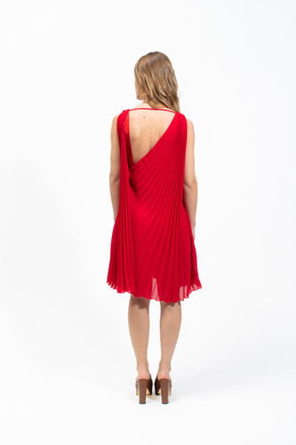 ﻿Olla Parèg ABITO PLISSE ROSSO CON SCHIENA NUDA Qualità Garantita