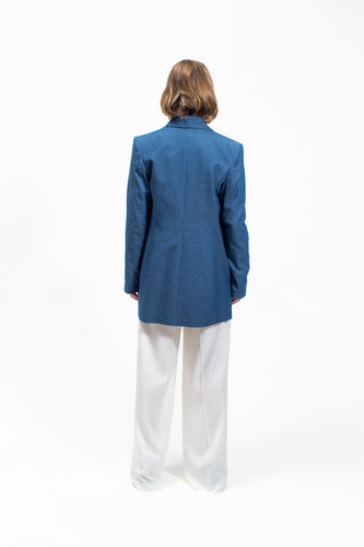Olla Parèg GIACCA OVER DOPPIOPETTO IN CHAMBRAY Shopping Online