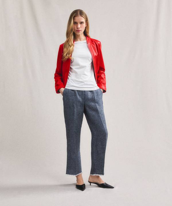 Peuterey Giacca biker lucida in pelle traforata