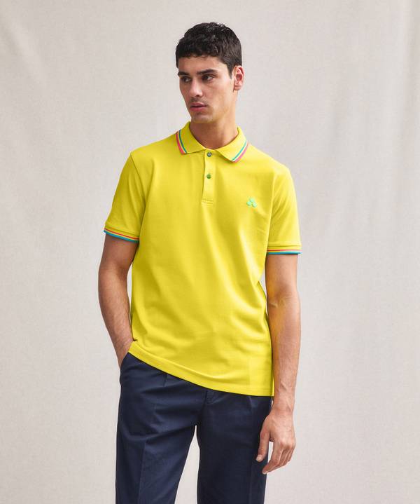 Peuterey Polo in piquet con dettagli fluo Qualità
