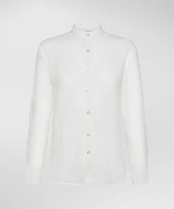 Peuterey Camicia di lino collo alla coreana