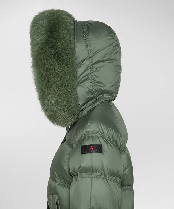Peuterey Puffer Jacket Con Cappuccio Bordato In Pelliccia Nuovo