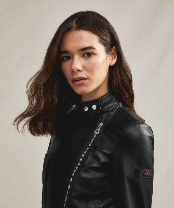 Peuterey Giacca biker in pelle con zip laterale Spedizione Gratuita