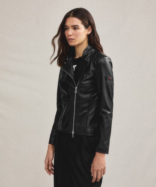 Peuterey Giacca biker in pelle con zip laterale Spedizione Gratuita