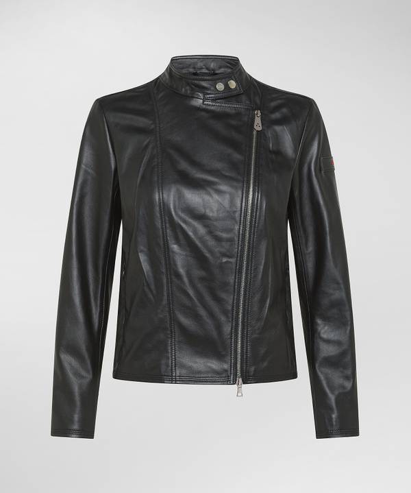 Peuterey Giacca biker in pelle con zip laterale Spedizione Gratuita