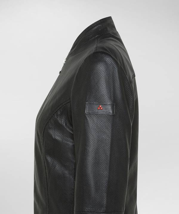 Peuterey Giacca biker lucida in pelle traforata Economico