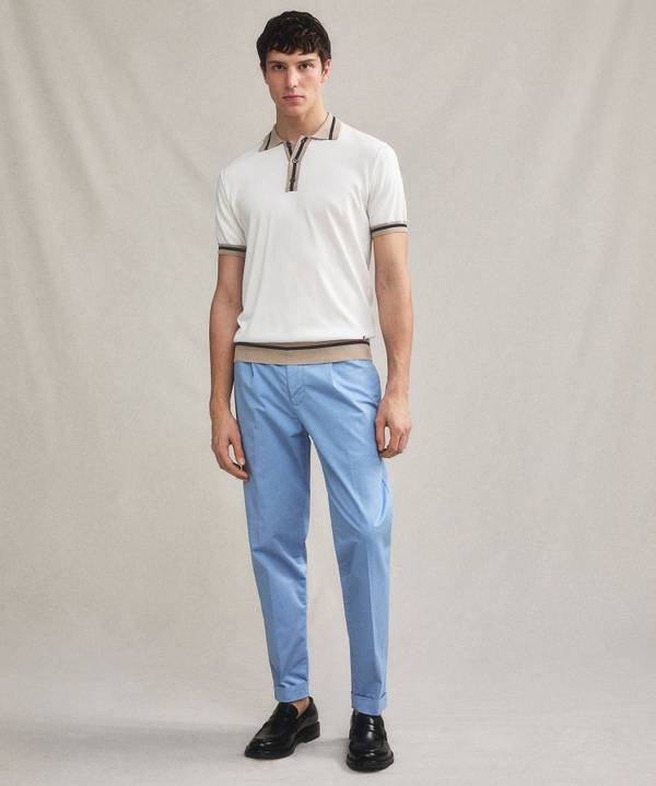 Peuterey Polo in tricot di cotone con dettagli rigati