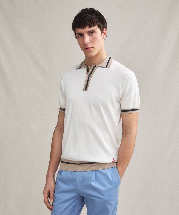 Peuterey Polo in tricot di cotone con dettagli rigati Acquista Ora