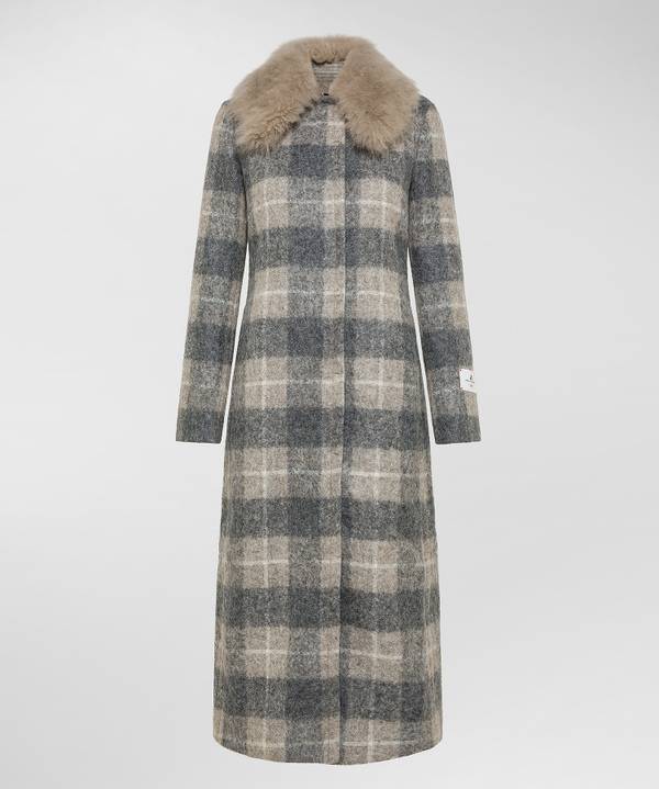 Peuterey Cappotto Checked, Lungo E Avvitato Con Pelliccia Soddisfazione Garantita