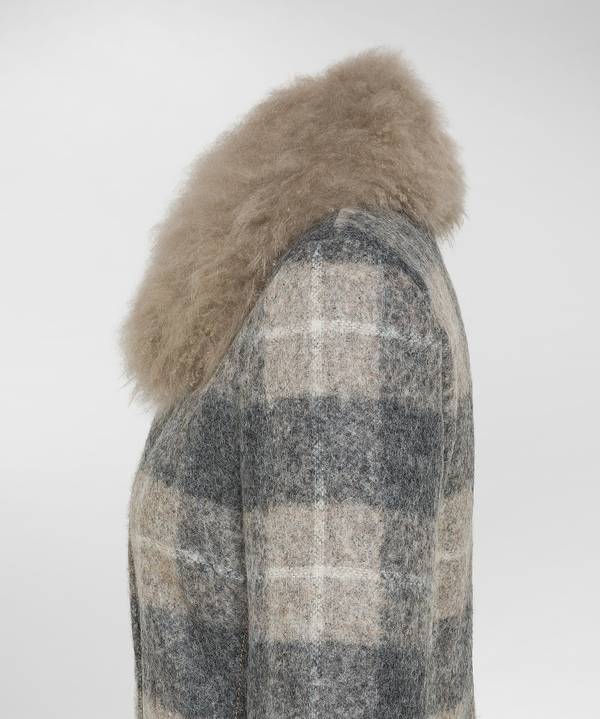 Peuterey Cappotto Checked, Lungo E Avvitato Con Pelliccia Soddisfazione Garantita